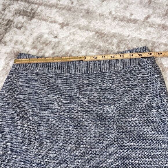 Nanette Lepore Tweed Skirt blue and gray pencil skirt with ruffle bottom SZ 8 - Picture 10 of 12